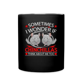 Chinchilla denkt an mich Nagetier Wollmaus - Tasse einfarbig - Schwarz - Vorne