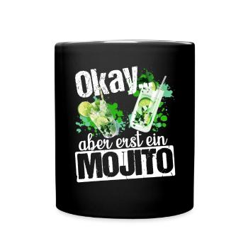 Mojito Longdrink Cocktail - Tasse einfarbig - Schwarz - Vorne