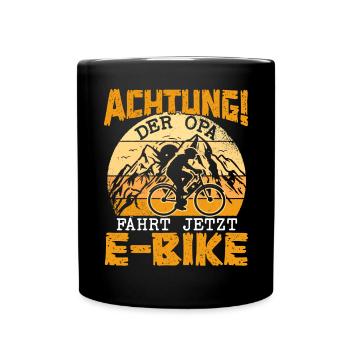 EBike Opa Rentner Pedelec Fahrrad Elektro Rad - Tasse einfarbig - Schwarz - Vorne