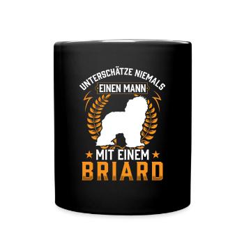 Mann mit Briard Berger de Brie - Tasse einfarbig - Schwarz - Vorne
