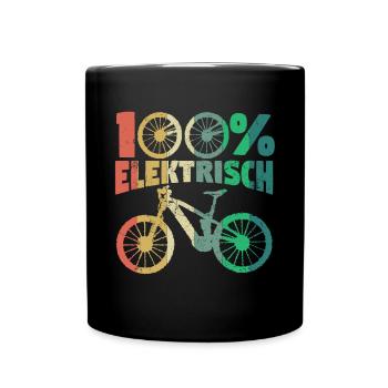 E-Bike EBike Elektrofahrrad 100% elektrisch - Tasse einfarbig - Schwarz - Vorne