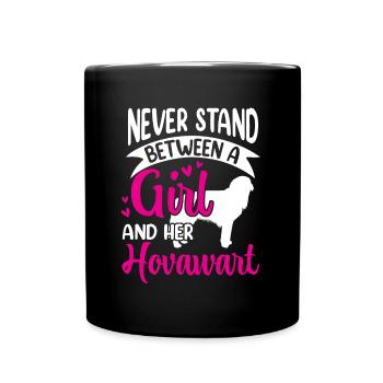 Mädchen und ihr Hovawart Derber Bauernhund - Tasse einfarbig - Schwarz - Vorne