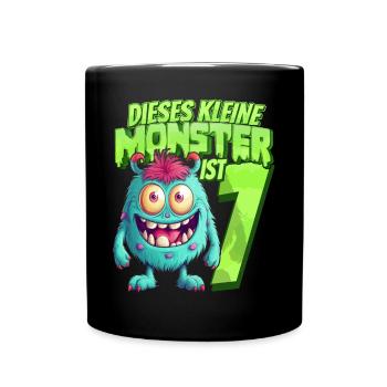 Dieses kleine Monster ist 7 - sieben Jahre - 7. - Tasse einfarbig - Schwarz - Vorne