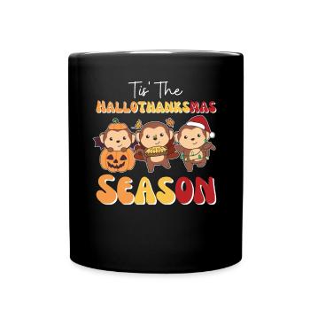 Tis' le singe de la saison Hallothanksmas - Mug uni - noir - Devant