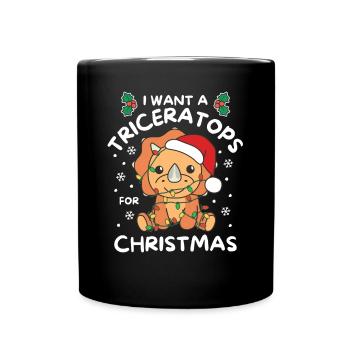Je veux un tricératops pour Noël dinos mignons - Mug uni - noir - Devant