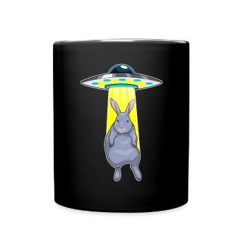 Rabbit Spaceship Space - Full Colour Mug - black - Front