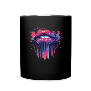 Lèvres Kiss Bouche Baiser Bouche Lèvres rouges - Mug uni - noir - Devant