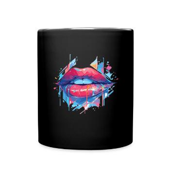 Lèvres Kiss Bouche Baiser Bouche Lèvres rouges - Mug uni - noir - Devant