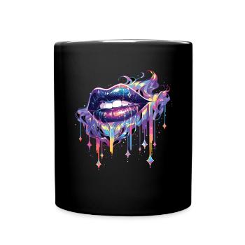 Lèvres Kiss Bouche Baiser Bouche Lèvres rouges - Mug uni - noir - Devant