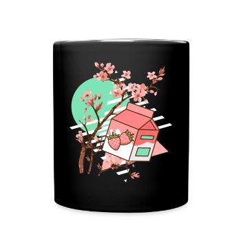 90s Retro Strawberry Milk Kawaii Manga Fan - Tasse einfarbig - Schwarz - Vorne