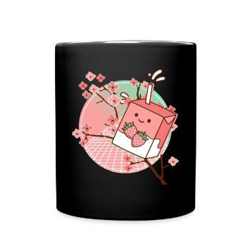 Kawaii Strawberry Milk 90s Vaporwave Retro - Tasse einfarbig - Schwarz - Vorne
