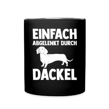 Hund Dackel - Tasse einfarbig - Schwarz - Vorne