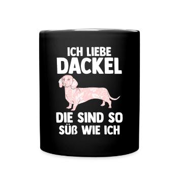 Hund Dackel - Tasse einfarbig - Schwarz - Vorne