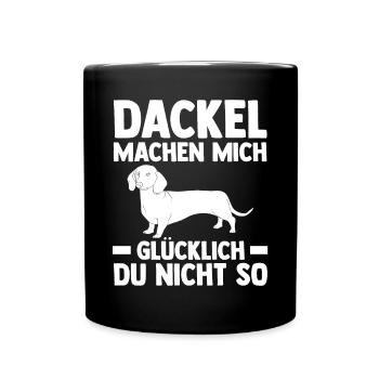Hund Dackel - Tasse einfarbig - Schwarz - Vorne