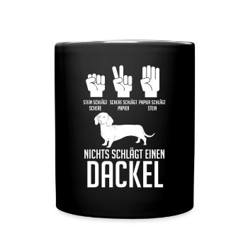 Hund Dackel - Tasse einfarbig - Schwarz - Vorne