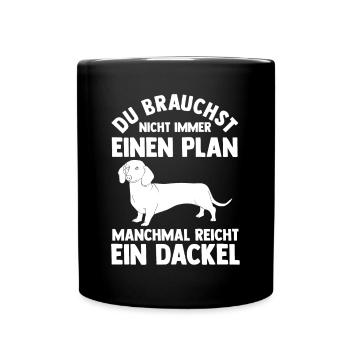 Hund Dackel - Tasse einfarbig - Schwarz - Vorne