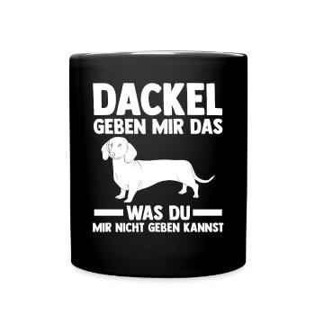 Hund Dackel - Tasse einfarbig - Schwarz - Vorne