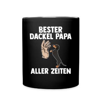 Hund Vater Papa Dackel - Tasse einfarbig - Schwarz - Vorne