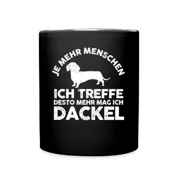 Hund Dackel - Tasse einfarbig - Schwarz - Vorne