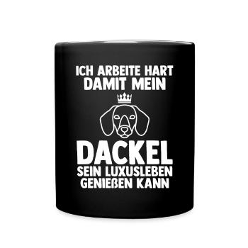 Hund Dackel - Tasse einfarbig - Schwarz - Vorne