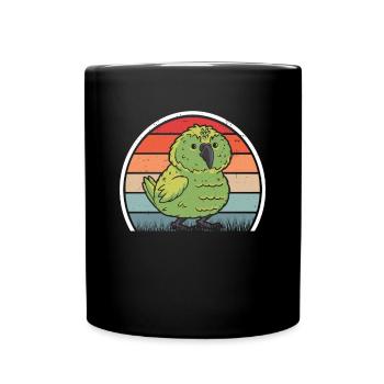 Kakapo Retro Nachtpapagei Vintage - Tasse einfarbig - Schwarz - Vorne