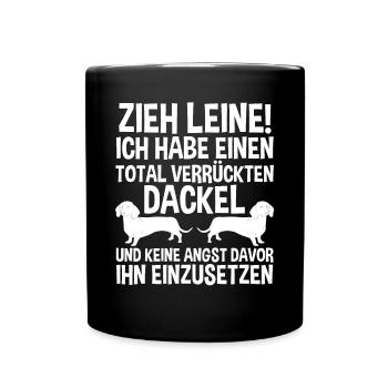Hund Dackel - Tasse einfarbig - Schwarz - Vorne