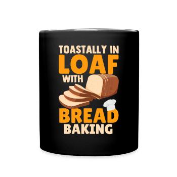 Drôle de pain grillé dans le pain avec pain cuisant le boulanger - Mug uni - noir - Devant