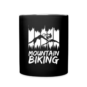 Lustiges Mountainbiking - Tasse einfarbig - Schwarz - Vorne