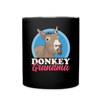 Esel Oma | Eselbesitzerin Eselliebhaber Geschenk - Tasse einfarbig - Schwarz - Vorne