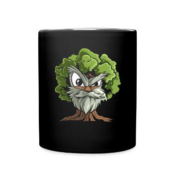 Baum mit Gesicht und Bart - Tasse einfarbig - Schwarz - Vorne