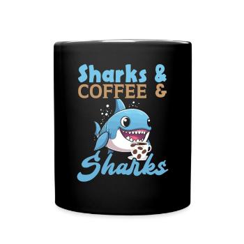 Kaffeehai-Liebhaber Meeresbiologie Koffein-Trinker - Tasse einfarbig - Schwarz - Vorne
