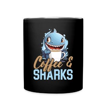 Kaffeehai-Liebhaber Meeresbiologie Koffein-Trinker - Tasse einfarbig - Schwarz - Vorne