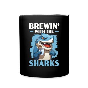 Kaffeehai-Liebhaber Meeresbiologie Koffein-Trinker - Tasse einfarbig - Schwarz - Vorne