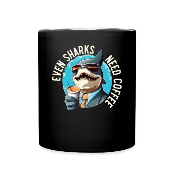 Kaffeehai-Liebhaber Meeresbiologie Koffein-Trinker - Tasse einfarbig - Schwarz - Vorne