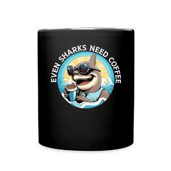 Kaffeehai-Liebhaber Meeresbiologie Koffein-Trinker - Tasse einfarbig - Schwarz - Vorne