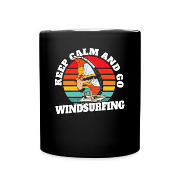 Restez calme et faites de la planche à voile Wellenreiter Surfer - Mug uni - noir - Devant