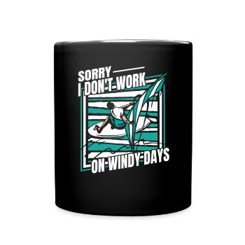 Je ne travaille pas les jours venteux Sports nautiques Surfeur - Mug uni - noir - Devant