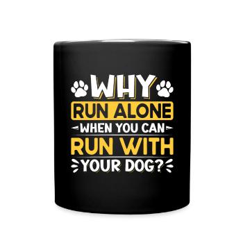 Dog running Canicross Design - Tasse einfarbig - Schwarz - Vorne