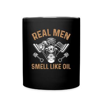 Car Mechanic Real Men Smell Like Oil - Funny Mecha - Full Colour Mug - black - Front