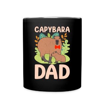 Lustiges Capybara Papa Papa - Tasse einfarbig - Schwarz - Vorne