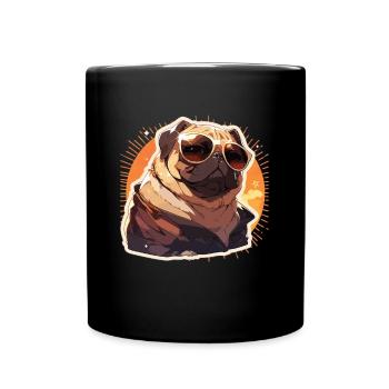 Mops Mops Hund Mops Sonnenbrille Mops Geschenk - Tasse einfarbig - Schwarz - Vorne
