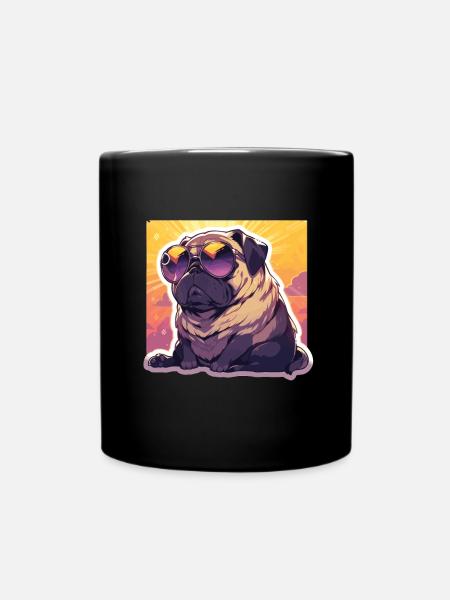 Pug Pug Dog Pug Sunglasses Pug Gift - Full Colour Mug - black