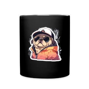 Mops Mops Hund Mops Sonnenbrille Mops Geschenk - Tasse einfarbig - Schwarz - Vorne