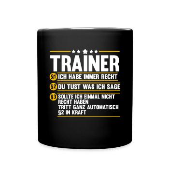 Sportmannschaft Trainer - Tasse einfarbig - Schwarz - Vorne