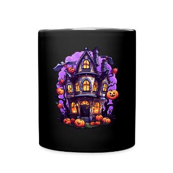 Comic Halloween Spukhaus - Tasse einfarbig - Schwarz - Vorne