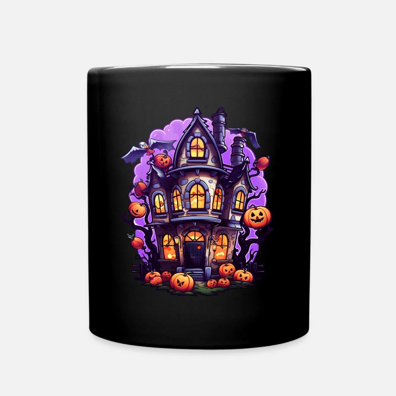 Comic Halloween Spukhaus - Tasse einfarbig - Schwarz