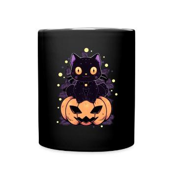 Katze Manga Halloween - Tasse einfarbig - Schwarz - Vorne