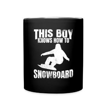 Snowboarding Junge - Tasse einfarbig - Schwarz - Vorne