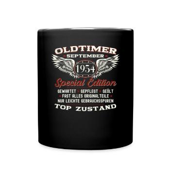 70. Geburtstag Oldtimer September Jahrgang 1954 - Tasse einfarbig - Schwarz - Vorne