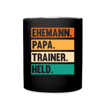 Papa Vater Trainer - Tasse einfarbig - Schwarz - Vorne